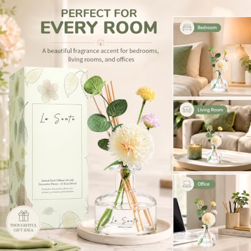 Reed Diffuser Set, Jasmine Freesia Scent, 8.5 fl oz / 250ml