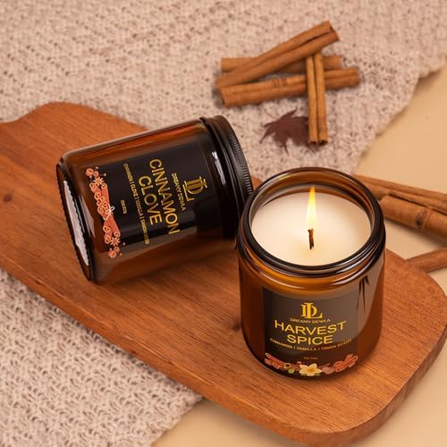 DL DREAMY DEWLA Fall Candle, Cinnamon Clove Scented for Home, 7oz Soy Wax