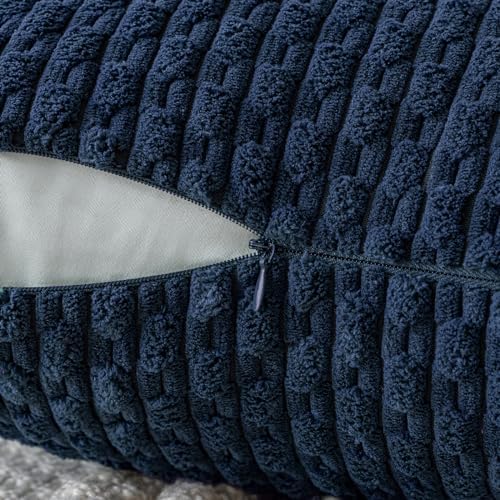 MIULEE Lumbar Decorative Throw Pillow Covers 12x20 Navy Blue Corduroy