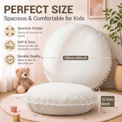 Jerify 40x40x5'' Large Reading Nook Floor Cushion, Oversized Cotton Pillow