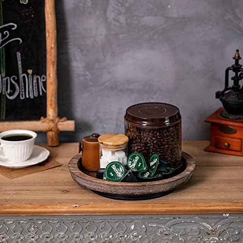 Hanobe Wooden Lazy Susan for Table Centerpiece, Round Serving Tray, 11.2"