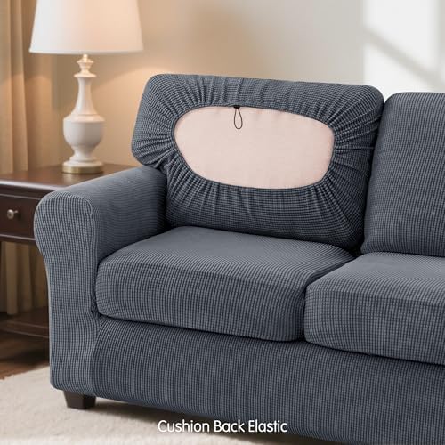 SUBRTEX 7 Pieces Stretch Sofa Slipcover Sets Couch Cover Sets Backrest Cushion Covers Furniture Protector Collection Set for Oversize Sofa Loveseat Chair Slip Covers(Large, Gray)