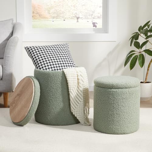 Royal Windsor Round Ottoman with Storage Set of 2, Storage Vanity Stool
