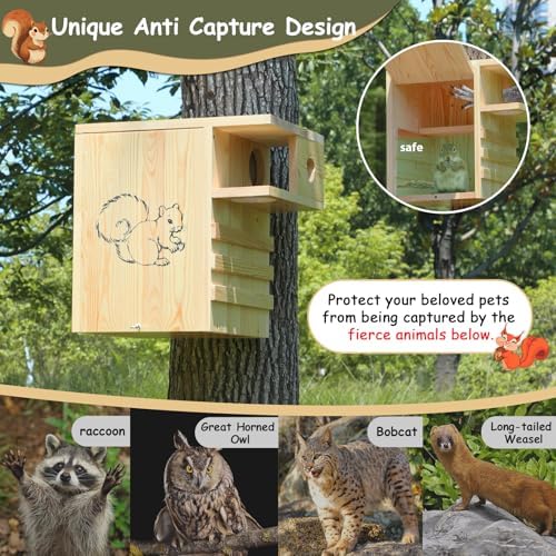 Extra Large Squirrel Housse for Outside, Wood Squirrel Nesting Box Outdoor