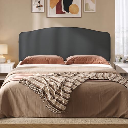 Pinmoco King Upholstered Headboard, Height Adjustable Velvet, Dark Grey