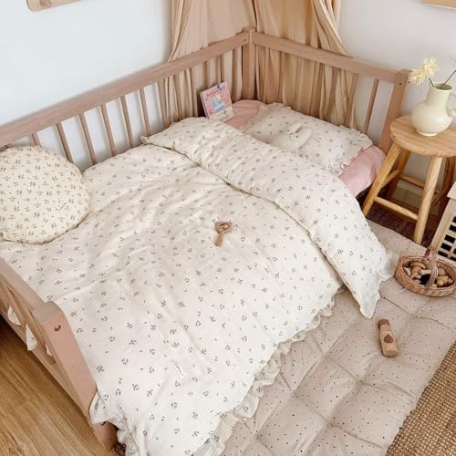 Muslin Crib Duvet Cover with Ruffles, 47"x59",Primrose, No Pillows