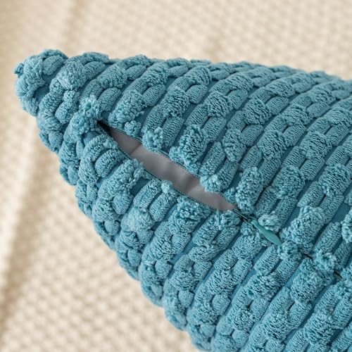 Kevin Textile Soft Corduroy 20x20 Inch Pillow Covers 2 Pack, Light Blue