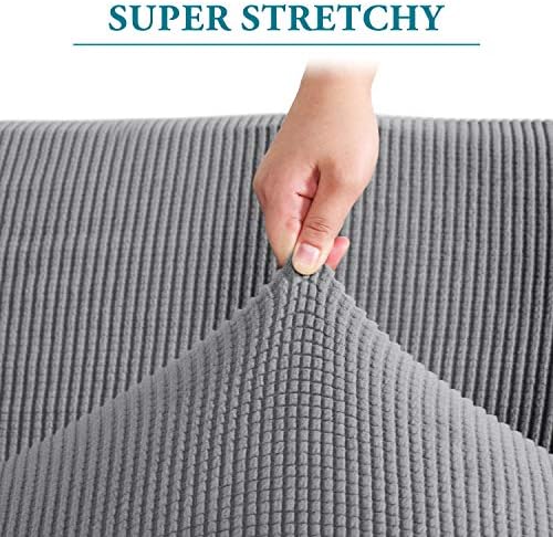 Flamingo P High Stretch Sofa Slipcover Non Slip Couch Cover for 3 Cushion Couch Washable Pet Furniture Protector Covers with Elastic Bottom, Thick Jacquard Fabric (Large, Dove)