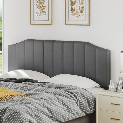 Furpopup Velvet King Headboard Only, Wall and Bed Frame Mount, Dark Gray