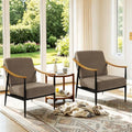 RNKSFX Modern Accent Chairs Set of 2 for Living Room Bedroom Mid Century Arm Chairs Upholstered Office Accent Chairs Comfy Waiting Room Chairs with Metal Frame, Brown