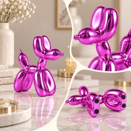 Red Balloon Dog Decor,Balloon Animal Decor,Shelf Decor Preppy Room Decor,Cute Statue Home Decor, Bedroom Modern Sculpture Desk Decor,Office Gold Decorations Small Figurines