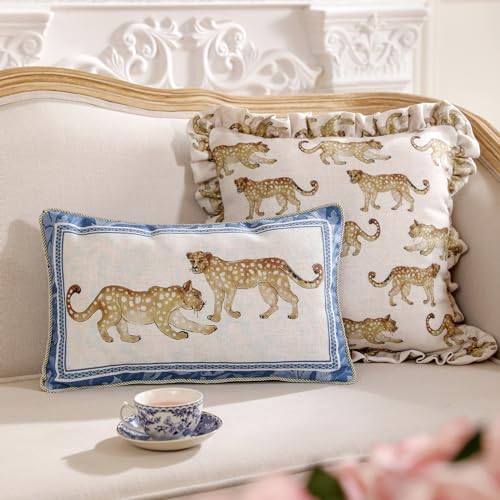 patdrea Designer French Vintage Leopard Printed Pillow Cover,12"x20"