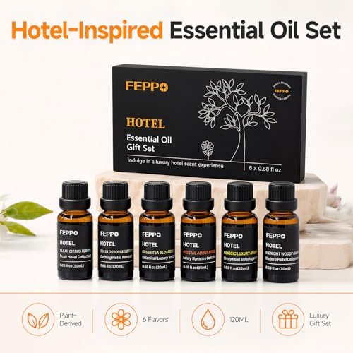 FEPPO Hotel Diffuser Oils Gift Set, 6 Luxury Fragrance Oil - 0.68fl oz x 6