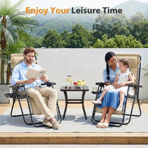 Sweetcrispy Zero Gravity Chairs Set of 2, Folding Lounge Chairs