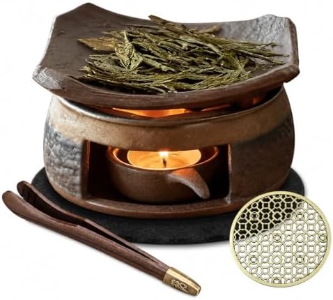 Ceramic Incense Burner Kit, Zen Incense Holder with Candle Clip,Mat & Heat Resistant Brick, Ceramic Aromatherapy,Stove Essential Oil Burner, Suitable for Home and Office Use.