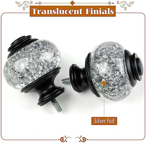 USFOOK Replacement Finials for Curtain Rods (1 or 7/8 Inch), Black