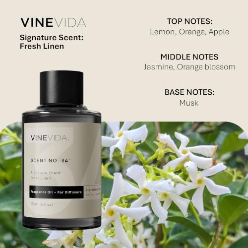 VINEVIDA Fresh Linen Fragrance Oil for Cold Air Diffusers - 4 Fl Oz - Essential Oils for Diffuser Oil Refill & Air Freshener Room Spray