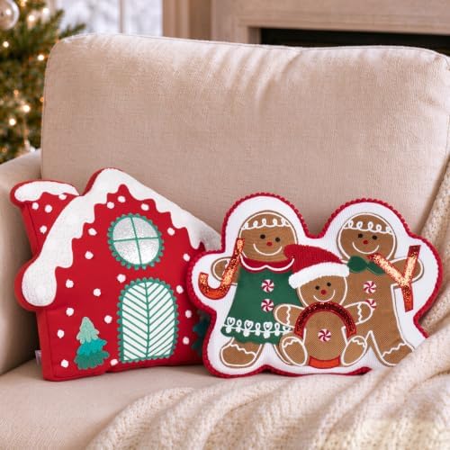 AELS Gingerbread Man & Christmas House Pillow Set, Holiday Throw Pillows