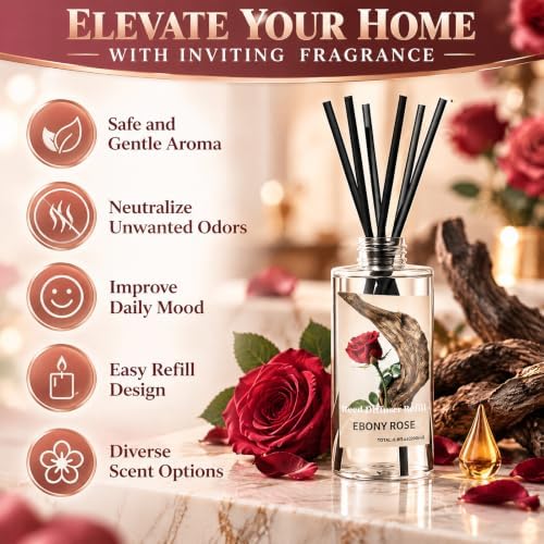 SCENTORINI Reed Diffuser Oil Refill, Ebony Rose Diffuser Oil 6.76 Fl Oz