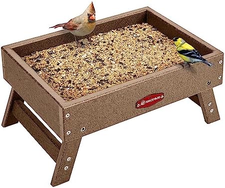 Kingsyard Ground Bird Feeder, Elevated Tray with Recycled Poly Lumber