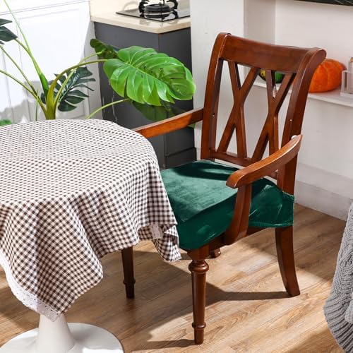 Havawish Extra Wide Dining Chair Seat Covers, Dark Green, Velvet, 1 Pcs