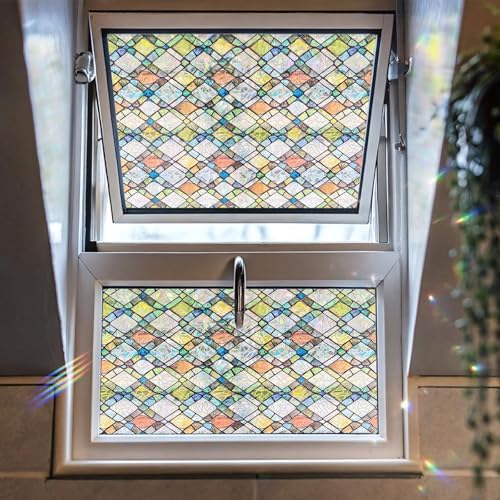 ADD.HERES Rainbow Window Privacy Film, Stained Glass Cling, 35.4" x 78.7"