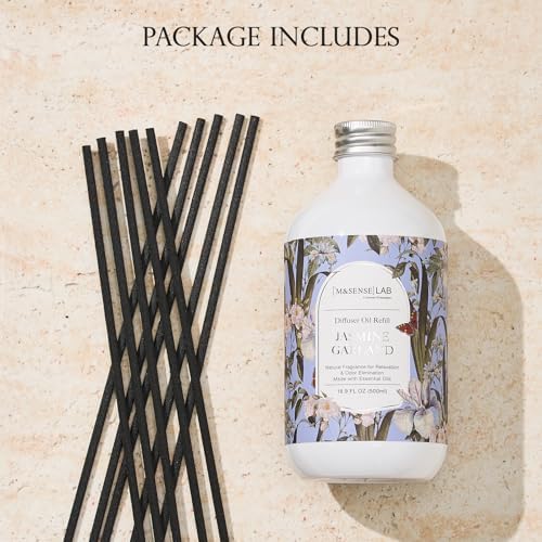 M&SENSE Reed Diffuser Set, Jasmine Garland, 17oz Natural Essential Oil