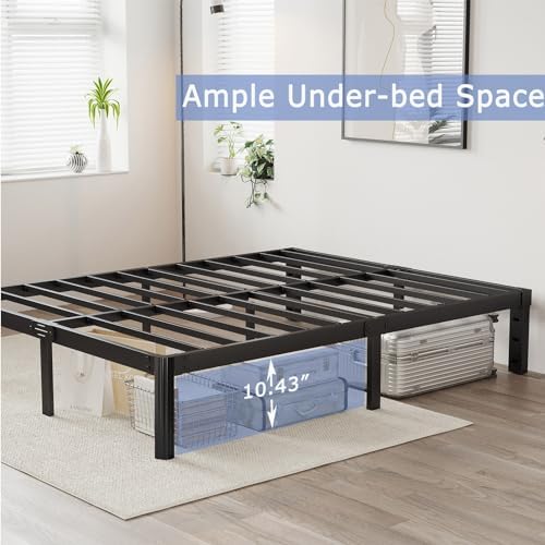 Hunlostten 12" Full Size Bed Frame No Box Spring Needed, Heavy Duty Metal Platform Bed Frame Full with Round Corners, Easy Assembly, Noise Free, Black