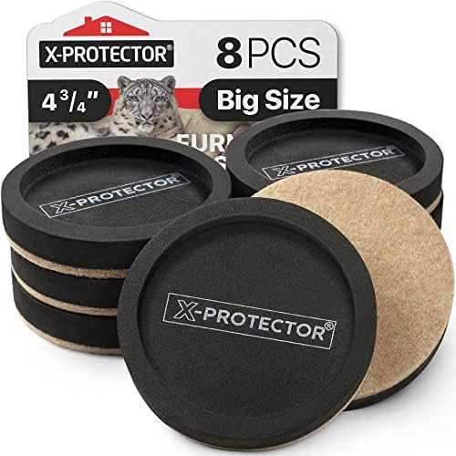 Felt Furniture Sliders for Hardwood Floors X-PROTECTOR 8 PCS 4 3/4”