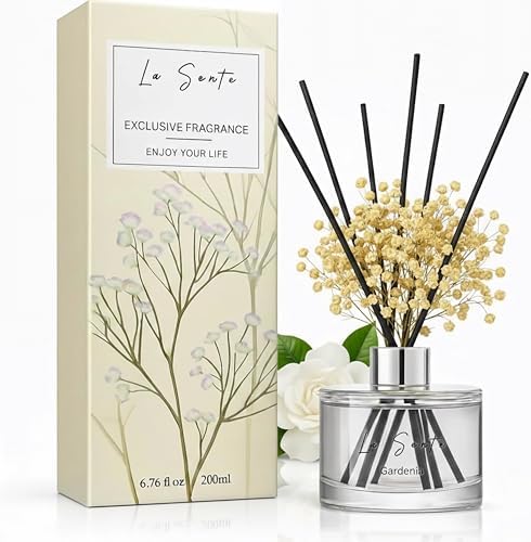 Gardenia Reed Diffuser Set with Sticks, 6.7 fl oz / 200 ml