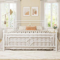 Allewie King Size Metal Platform Bed Frame, Victorian Headboard, White