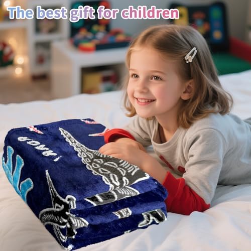 TEHALK Dinosaur Glow in The Dark Blanket for Boys/Girls/Toddler/Baby, Dinosaur Toys for Boy Age 3-12, Cute Funny Kids Throw Blanket for Birthday/Gifts 50"x 60"