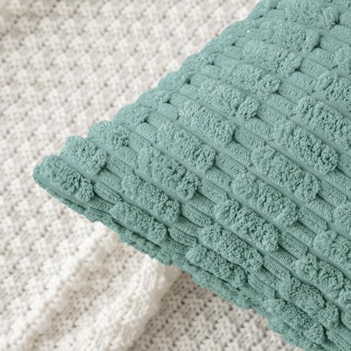 MIULEE Corduroy Decorative Throw Pillow Covers 16x16 Teal Green Pack of 2