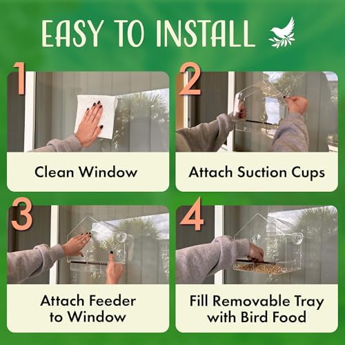 Window Bird Feeder with Strong Suction Cups Clear Transparent Bird House