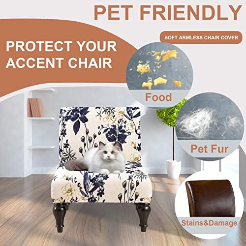 Eco-Ancheng Armless Chair Slipcover Removable Armless Accent Chairs Covers Washable Armless Slipper Chair Slipcover Printed Armless Chair Furniture Protector Covers for Living Dining Room Hotel