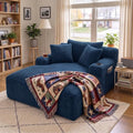 66" Chaise Lounge Chair Indoor, Corduroy Upholstered Reading Chair Oversized Boneless Chair with Deep Seat, Cloud Lounge Chair with 3 Pillows for Living Room, Bedroom, No Assembly Required