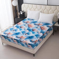 Bedding Fitted Sheet with Deep Pocket,3D Simulated Cats Pattern Printed Fabric Bed Sheets (Blue Cats,Queen)