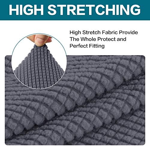 Turquoize Stretch Sofa Slipcover 2 Pieces Sofa Cover Couch Cover for 2 Cushion Couch Washable Furniture Protector Covers with Elastic Bottom Feature Thick Jacquard Fabric (Loveseat, Grey)