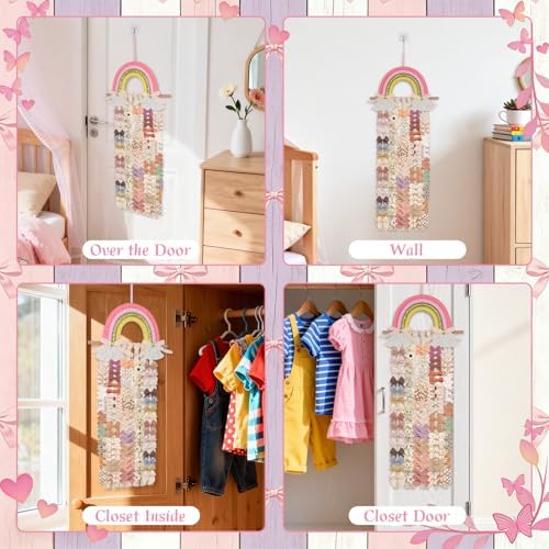 Munzong Rainbow Hair Clip Bow Holder, Hair Accessories Organizer 11x26 Inch