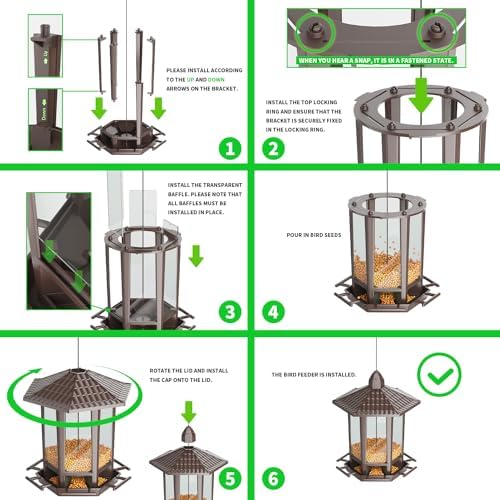 Birdream Hanging Bird Feeders for Outdoor, Fun Installation Pagoda Design Wild Birdfeeder, Attracting Wild Birds Sparrows Finch Cardinal Goldfinch Chickadee - Brown