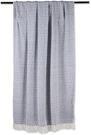 DII Rustic Farmhouse Double Diamond Woven Throw, 50x60, Stonewash Blue