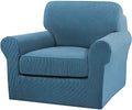 Turquoize 2 Piece Chair Covers Chair Slipcovers for Living Room Armchair Couch Cover Chair Sofa Cover with Individual Cushion Covers Furniture Cover for Chairs Feature Thick Fabric (Chair, Dusty Blue)