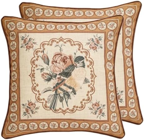 patdrea Designer Vintage Square Throw Pillow Cover,18"x18",Set of 2