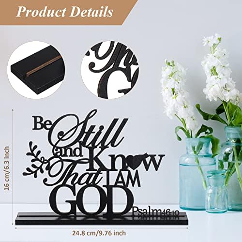 Jetec 1 Pc Remember Prayed Sign Wood Blessed Table Decor, Black, Be Still