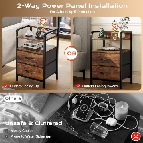 Huuger Nightstands Set of 2, Night Stand, Charging Station, USB-C Ports