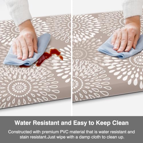 LuxStep Kitchen Mats for Floor,0.47 inch Thicker Cushioned Rug Anti-Fatigue Mats for Kitchen Decor Accessories,Waterproof Non-Slip Mats and Rugs Set for Office,Laundry 17.3"×29"+17.3"×47",Khaki