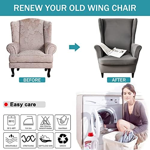 NILUOH Wingback Chair Covers 2-Piece, Armchair Slipcovers for Living Room
