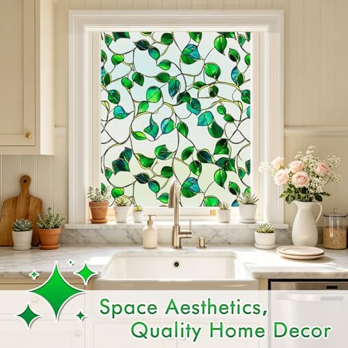 SOMWISE Frosted Window Privacy Film, Decorative Sun Heat Blocking, Anti UV