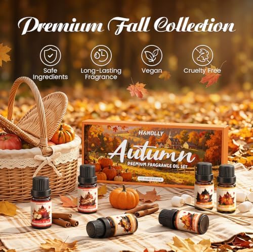 Fall Essential Oils Set for Diffusers for Home, Fragrance Oil Autumn Set