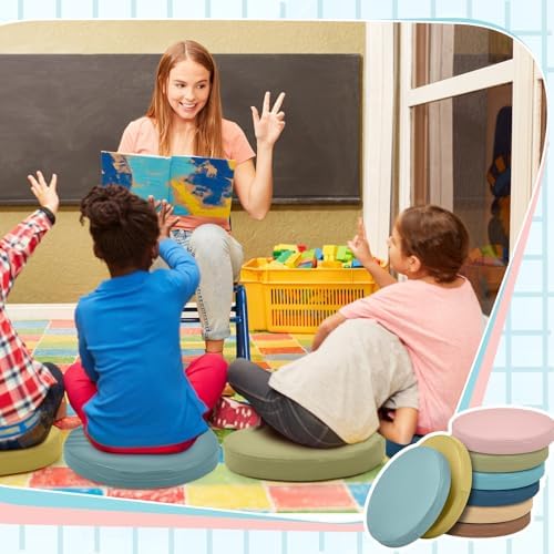 Juexica 8 Pcs Floor Cushions Kids, Advanced Color, 13.8 x 13.8 x 2 Inch
